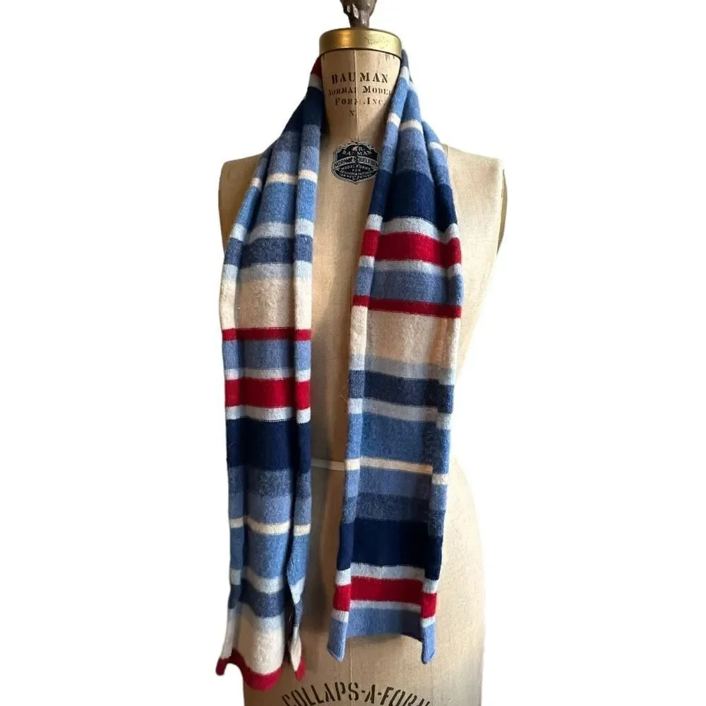 Just Jeans Lambswool Blue Red and White striped Neck scarf